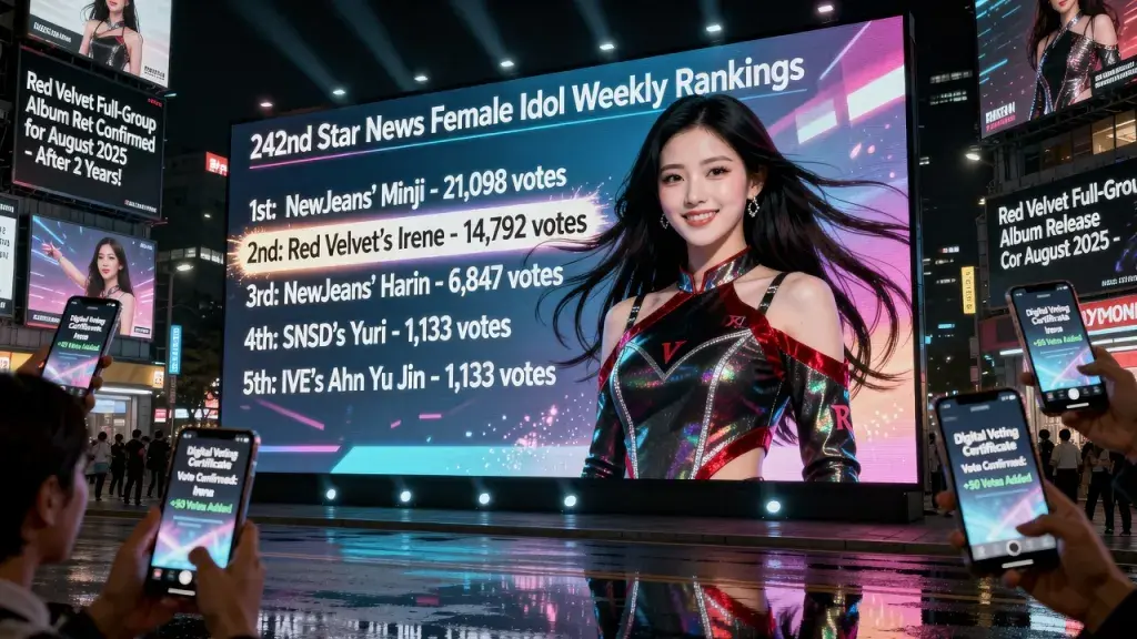 Irene Climbs to Second Place in Star News Female Idol Weekly Rankings