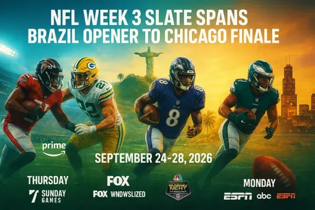 NFL Week 3 Slate Spans Brazil Opener to Chicago Finale